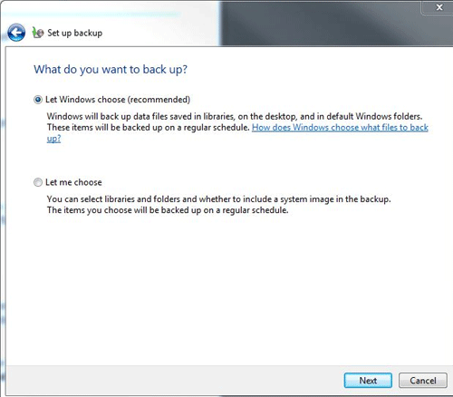 Windows 7 Backup Setup
